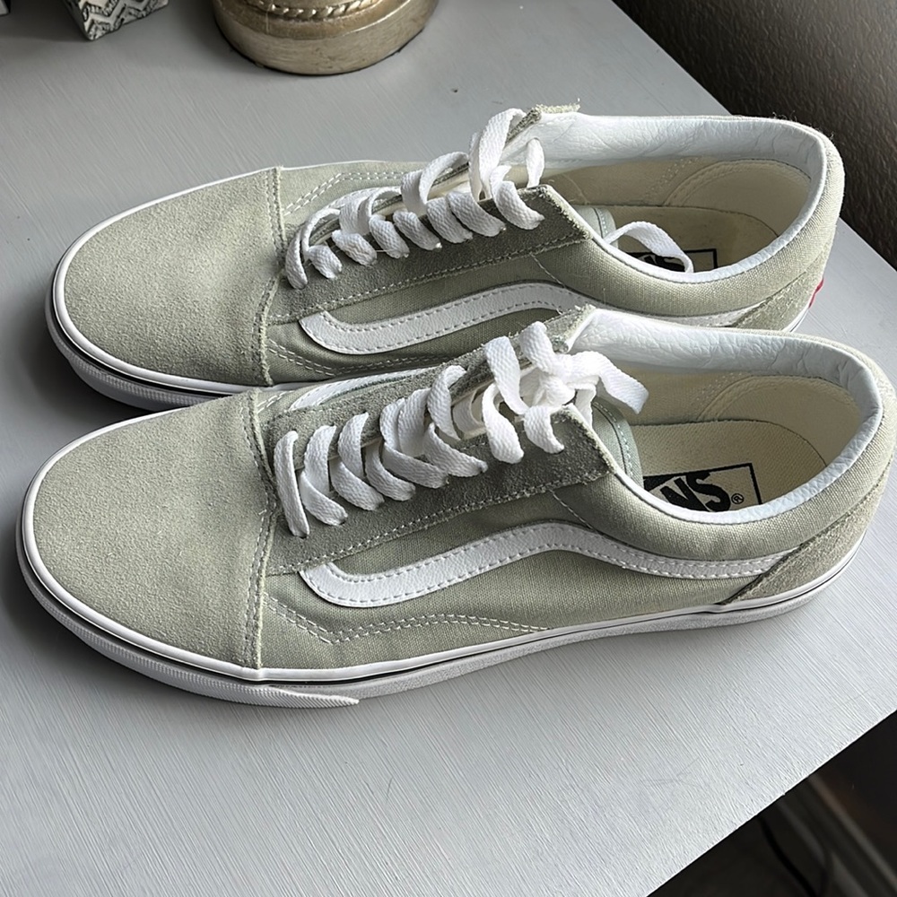 Vans Old Skool Sneakers in Light Sage Green and White